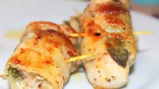 КУРИНЫЕ РУЛЕТИКИ С СЫРОМ И ВЕТЧИНОЙ