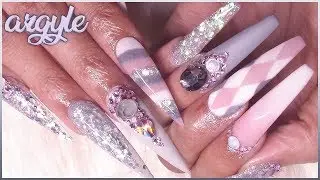 Instagram Picks My Nail Design | Cozy Argyle Acrylic Colorblocking