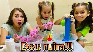 Slime com papel higiênico e pasta de dente - Slime colorido