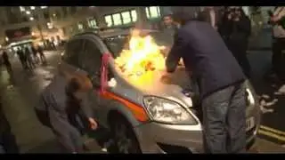 Million Mask March Protesters Set Police Car On Fire In London