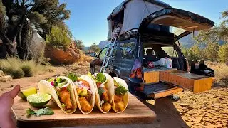 Cooking Fish Tacos Out of My Truck | Overnight Camping