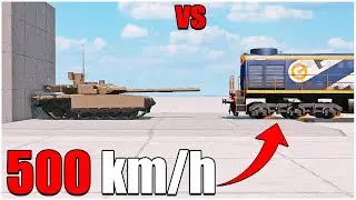 Beamng Drive | v0.33 | Trains VS Tank ( 500 km/h ) | #cars crash test | car torture