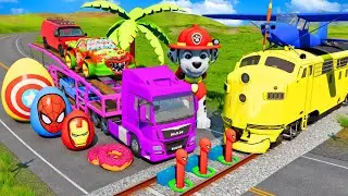 Big & Small Choo-Choo Charles vs Mcqueen - Slide Colors vs Trains vs Portal Trap | BeamNG.Drive