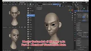 Membuat Moster Bertanduk di Blender 2.81 Part 5 - Memberi warna pada mata