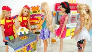 McDonald's Burger Shop Kitchen with Fryer Loja de hambúrguer Toko burger لعبة باربي Spielzeug Poupée
