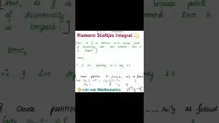 Riemann Stieltjes Integral #riemannsums #realanalysis #viralmathematics #csirnetmathsonline