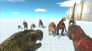 TWO TREX VS ALL HERBIVORE DINOSAURS - animal revolt battle simulator | ARBS SIMULATOR