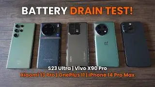 Battery Drain Test 🔋 S23 Ultra vs Vivo X90 Pro vs Xiaomi 13 Pro vs OnePlus 11 vs iPhone 14 Pro Max