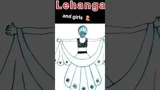 How to draw lehanga in girl...💃 #shorts #lehanga #drawing