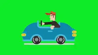 animation of a cartoon man driving car with green screen background #free #greenscreen #chromakey