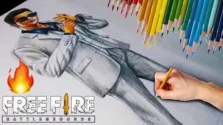 Free Fire Character Skyler Drawing 🔥 | Free Fire Drawings | Realistic Coloured Pencil Sketch