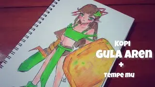 Drawing Challenge| Karakter Anime dari Segelas Kopi Gula Aren 😋 + Tempe Mu