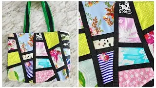 Reciclaje de Telas: Bolso con retazos de tela estampada y cinta mochilera