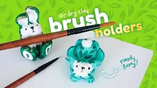 Brush Bunnies! Air Dry Clay Brush Holders (with lil moody faces)