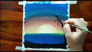 🏖Painting Pure Tranquility: A Beach Sunset || 