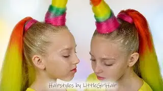 Amazing Rainbow Unicorn Hairstyle with Braiding Hair | Wacky Hair Day | Hairstyles by LittleGirlHair