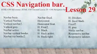 HTML CSS full course | HTML CSS Tutorial Lesson 29 - CSS Navigation bar