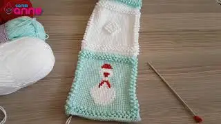 Örgü kardan adam motifli bebek battaniyesi yapımı