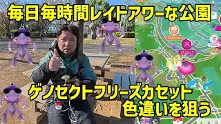 【ポケモンGO】毎時間レイドアワー状態な公園でゲノセクト色違いを狙う！