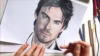 WATCH ME DRAW 26 - Ian Somerhalder (Damon Salvatore)  [The Vampire Diaries] -2-
