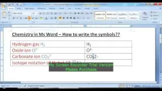 How to write chemical symbols with Ms Word