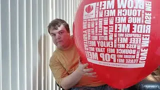Blowing up a huge red 24 inch belbal (the looner)