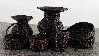 ♡ Vasos e Cestas Feitas de folhas de Revistas ♡