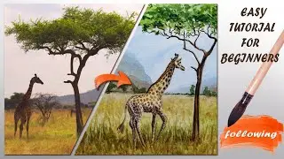 Watercolor painting tutorial - Giraffe on a walk - (Beginner to Intermediate)