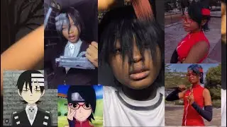 Cosplay wig and costume tutorial on sarada and death kid cosplay from boruto and soul eater