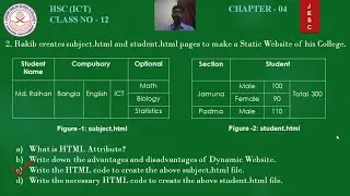 ICT Class No -12 (XI-XII) Chapter -04 | Creative Questions | HTML CQ