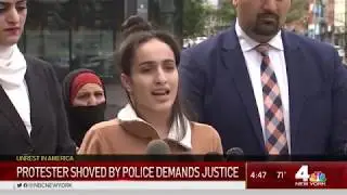 خطير..شرطي يظرب مسلمة بوحشية اثناء احتجاجات فلويد وتم إعتقال الشرطي الأميركي