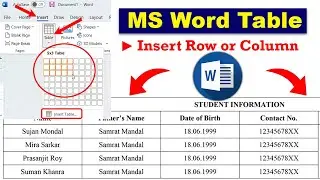 How to Insert Row and Column in MS Word | MS Word Table | MS Word Tutorial