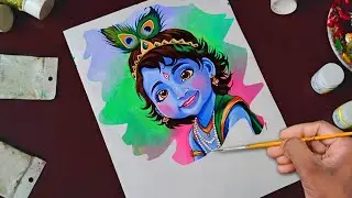Little Krishna Drawing with Acrylic Colors