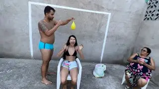 Brincadeira do Balão de água com minha família