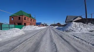 Посёлок Коченёво с капота автомобиля. Центр-Камышенка-ТУСМ-Выезд в сторону Новосибирска.