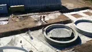 Стройка, фундаменты зернохранилищ