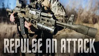 Ukraine soldiars fight off russian attack with heavy gunfire from trench on Bakhmut direction