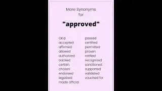 Improve Your Vocabulary | Synonyms for the word APPROVED #vocabulary  #synonymswords #english #short