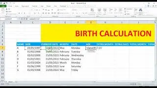 Microsoft Excel Age Calculation | Age Calculation | Fiit_infotech