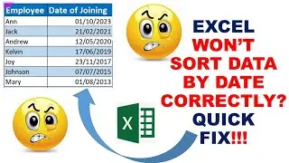 Excel Won't Sort Data By Date Correctly?? QUICK FIX