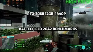 RTX 3060 12GB RYZEN 3600 Battlefield 2042 1440p benchmark all presets