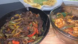 STEAK & SHRIMP FAJITAS | TACO TUESDAY RECIPES 🔥🌮