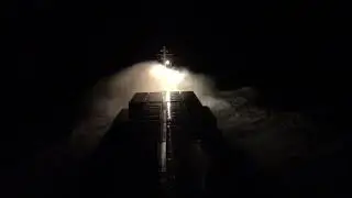 Containership in North Sea storm.
