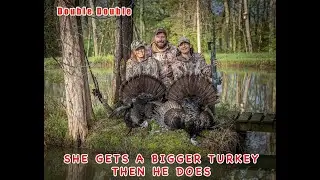 Her turkey is bigger than his. Indiana Youth turkey hunting