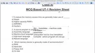 Computer Science 11 UT 1 Revision