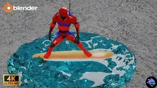 Surfing Robot | Blender 45 Hours  Cycles Render Short Video  | Dimension Editors
