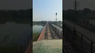Live beautiful view of train crossing over old bridge of river Jhelum #train driver cab view #shorts
