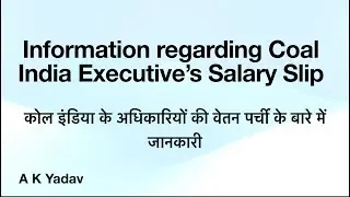 Salary Slip details of Coal India Limited Executives.