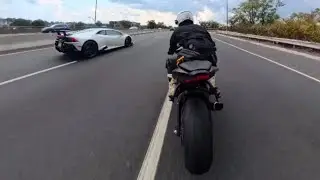 ZX6R Streetracing a Lamborghini