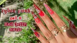 RED CYBERPUNK JELLY NAILS || PAINTED DESERT QUICK GEL TIPS